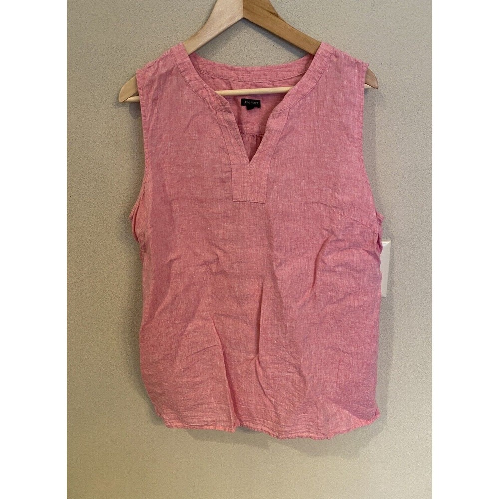 Talbots Pink linen Sleeveless Top Tunic XL, 100% linen EUC